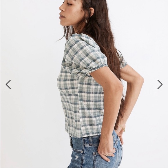 Madewell Plaid Puff-Sleeve Crop Top, size XS - Picture 5 of 6